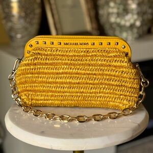 Beautiful Michael Kors purse with gold accents/handle + removable straps.